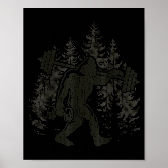 Poster Bigfoot Gym Workout Fitness Forest Men Women  (Frente)