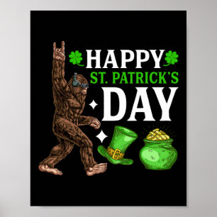 Poster Bigfoot Happy Dia de São Patrício Camisa Engraçado