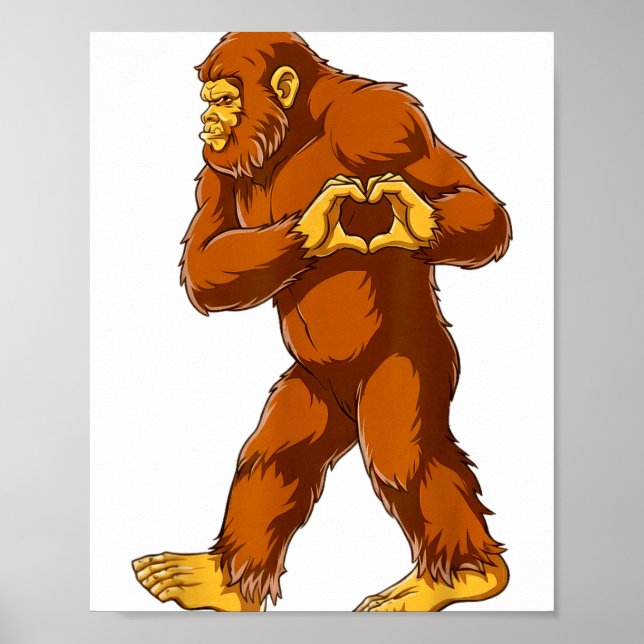 Poster Bigfoot Heart Hands Funny Sasquatch Lover Valentin (Frente)