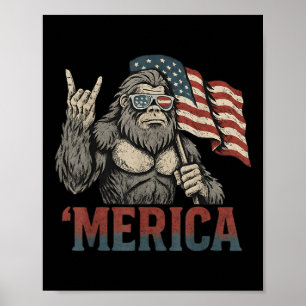 Poster Bigfoot Merica Rock Bandeira Americana Patriótica