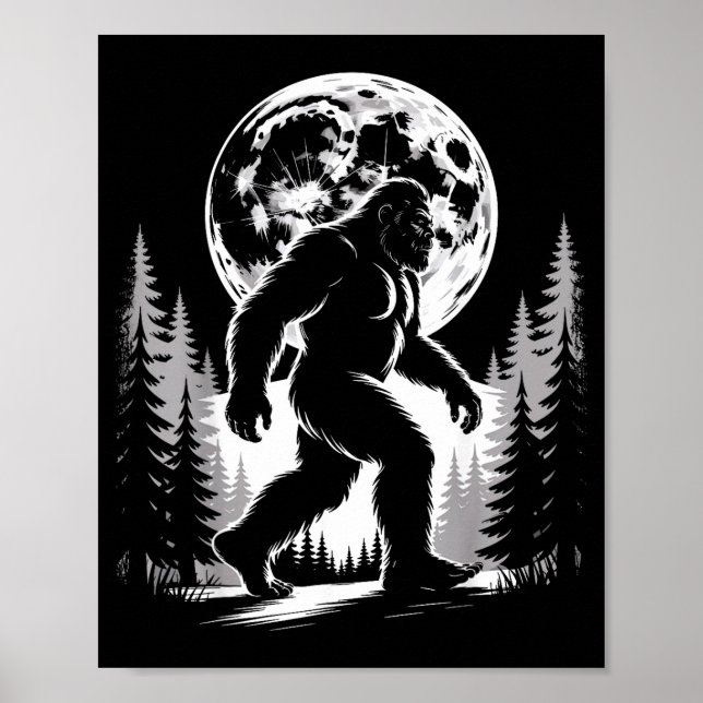 Poster Bigfoot Moonlight Sasquatch Forest Cryptid Outdoor (Frente)