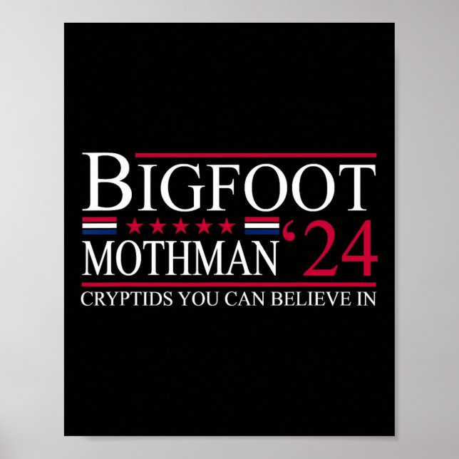 Poster Bigfoot Mothman 2024 Presidente Eleição Engraçada  (Frente)