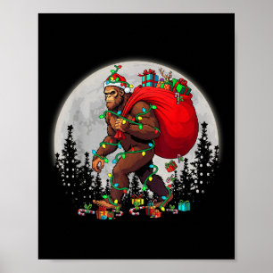 Poster Bigfoot Papai noel Árvore de Natal Luz Engraçada X