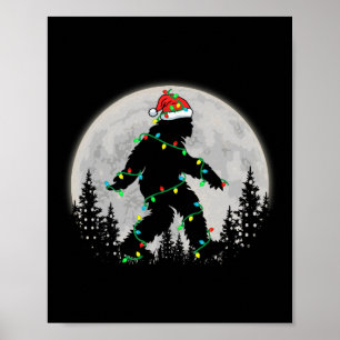 Poster Bigfoot Papai noel Árvore de Natal Luz Engraçada X
