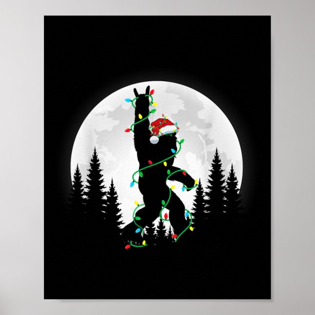 Poster Bigfoot Papai noel Árvore de Natal Luz Engraçada X (Frente)