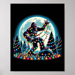 Poster Bigfoot Papai noel Árvore de Natal Luz Engraçada X