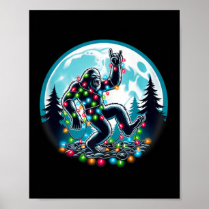 Poster Bigfoot Papai noel Árvore de Natal Luz Engraçada X