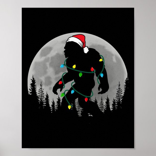 Poster Bigfoot Papai noel Árvore de Natal Luz Engraçada X (Frente)