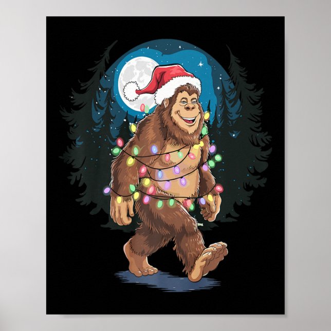 Poster Bigfoot Papai noel Árvore de Natal Luz Engraçada X (Frente)