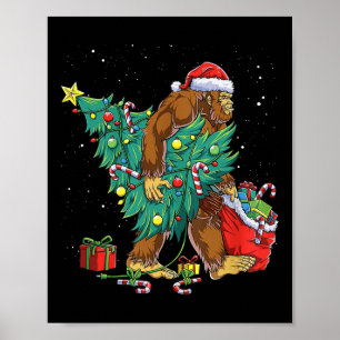 Poster Bigfoot Papai noel Árvore de Natal Luz Engraçada X