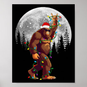 Poster Bigfoot Papai noel Árvore de Natal Luz Engraçada X