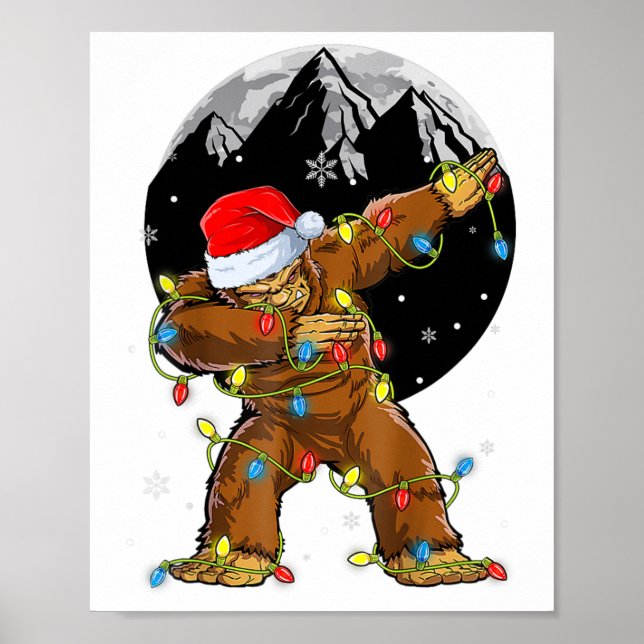 Poster Bigfoot Papais noeis Árvore de Natal Luzes Xmas Ho (Frente)
