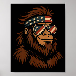 Poster Bigfoot patriótico bandana óculos de sol 4 de julh