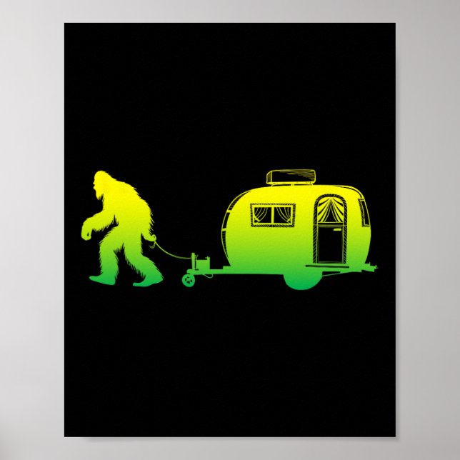 Poster Bigfoot Rv Motorhome Camping Sasquatch Campervan G (Frente)