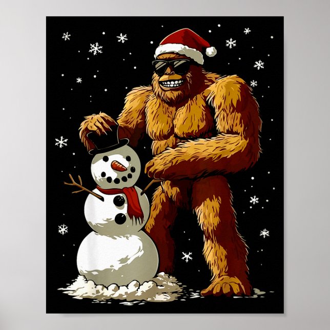 Poster Bigfoot Santa Snowman Kids Boys Men Xmas Christmas (Frente)
