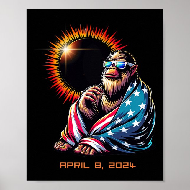 Poster Bigfoot Sasquatch Alavanca Total Eclipse Solar 202 (Frente)