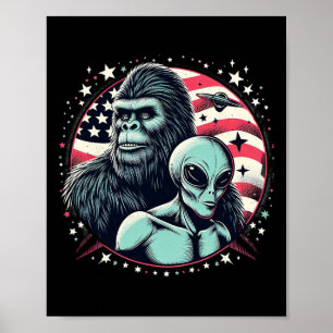 Poster Bigfoot Sasquatch Alien Divertido Amp Bigfoot Band