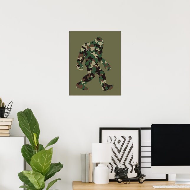 Poster Bigfoot Sasquatch Camo (Escritório em casa)
