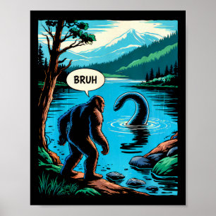 Poster Bigfoot Sasquatch engraçado Monstro do Lago Ness I