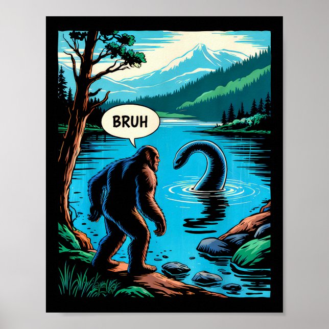 Poster Bigfoot Sasquatch engraçado Monstro do Lago Ness I (Frente)