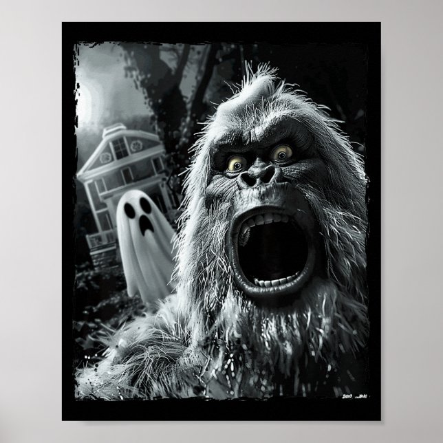 Poster Bigfoot Sasquatch Halloween Engraçado (Frente)