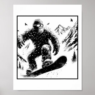 Poster Bigfoot Snowboarder - Engraçado Sasquatch Snowboar