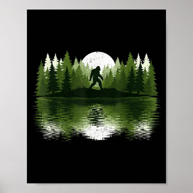Poster Bigfoot Walking Forest Sasquatch Woods Parks Men W (Frente)