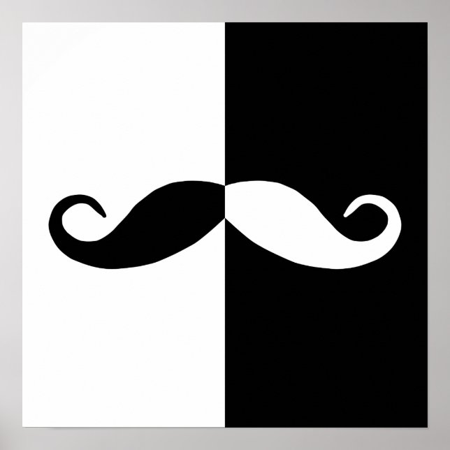 Poster Bigode Metade Preto e Branco (Frente)