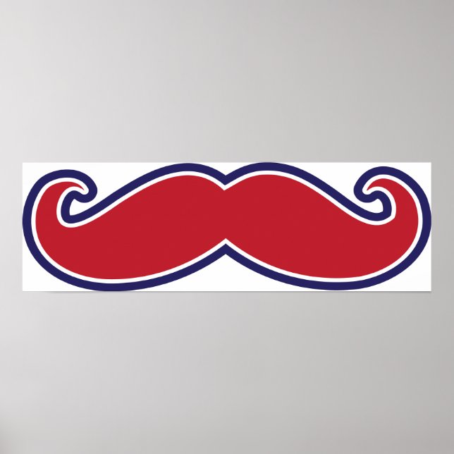 Poster bigode - vermelho, branco e azul (Frente)