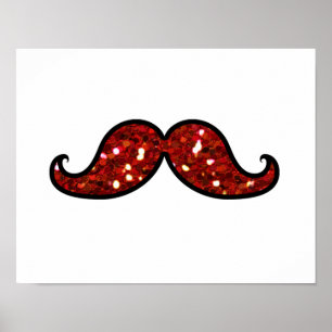 POSTER BIGODE VERMELHO ENGRAÇADO BRILHO IMPRESSO