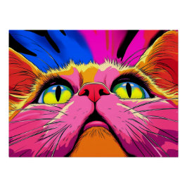 Pôster Bigodes de Neon: A Visão Vibrante de um Gato