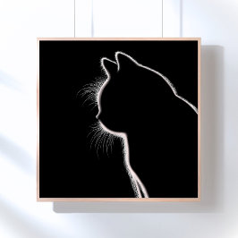 Pôster Bigodes no Escuro | Silhueta de Bigode de Gato