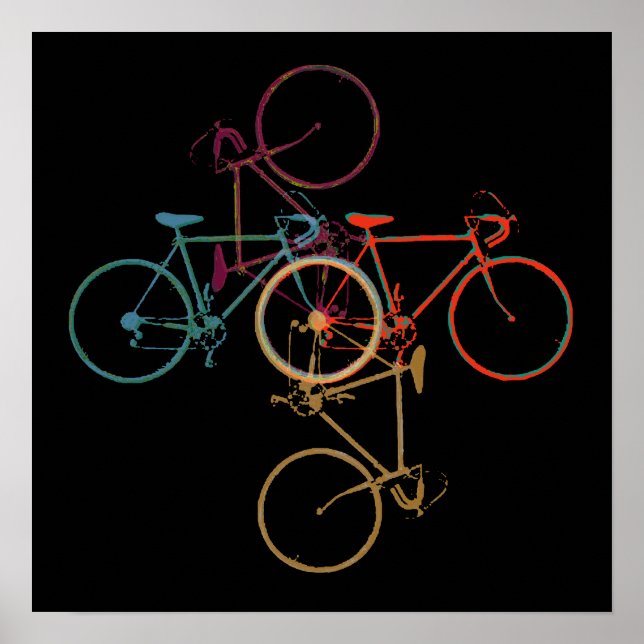 Poster Bike-art / colorful_bikes em preto (Frente)