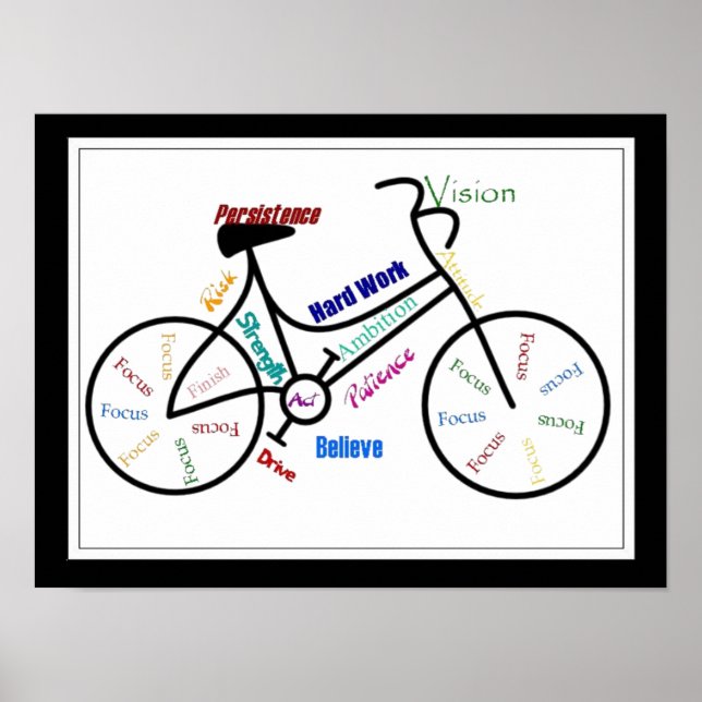 Poster Bike, Bicycle, Cycle, Sport, Biking, Motivational (Frente)