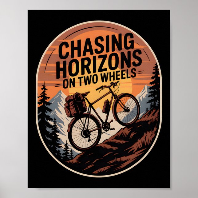 Poster Bikepacking Outdoor Mountain Biking Chasing Horizo (Frente)