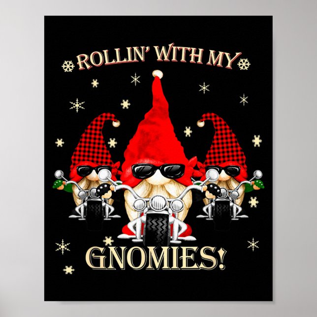 Poster Biker Christmas Gnomes Biker Garden Christmas Gnom (Frente)