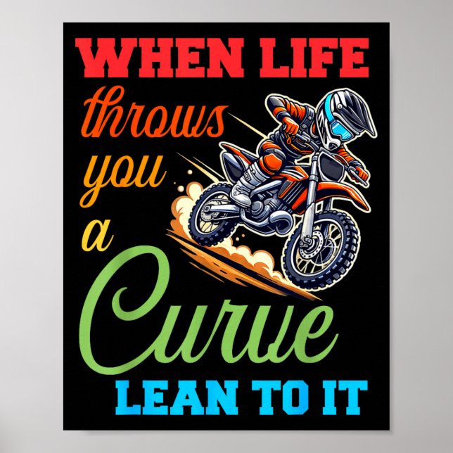 Poster Biker Motorcycle Lover When Life Throws You A Curv (Frente)