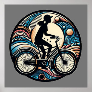 Poster Biking Medallion Art Bike Malhação esportiva
