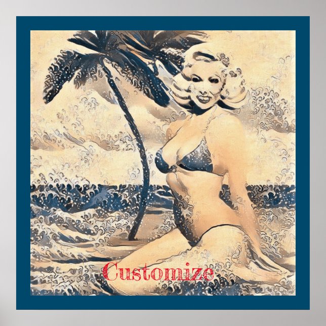 Poster Bikini - Modelo Thunder_Cove da Loira de Kneeling (Frente)