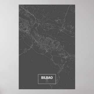 Pôster Bilbao, Espanha (branco no preto)
