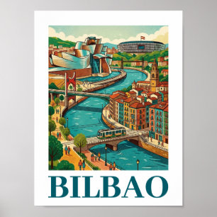 Poster Bilbao Espanha Viagem - Arquitetura Colorida