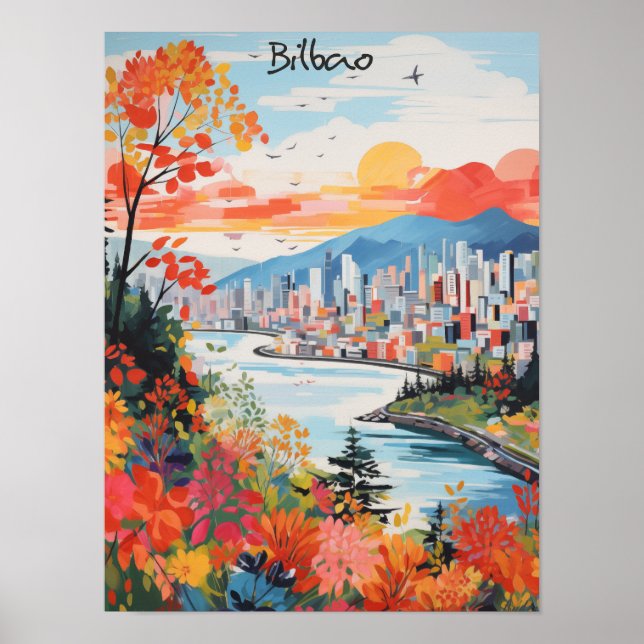 Poster Bilbao Spain Travel City Wall Art Aesthetic (Frente)
