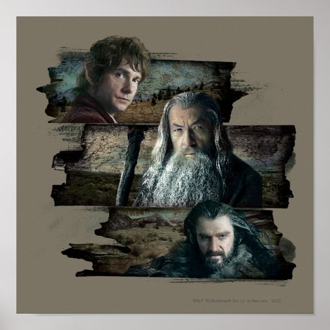 Poster BILBO BAGGINS™, Gandalf, THORIN OAKENSHIELD™ (Frente)
