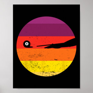 Poster Bilhares Retro Mesa de Piscina Silhout Pyra