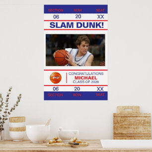 Poster Bilhete de Admissão de Jogador de Basquete Graduad