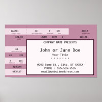 bilhete de concerto cor-de-rosa