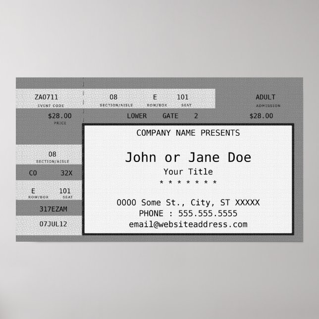 Pôster Bilhete de concerto para cinzas (Frente)