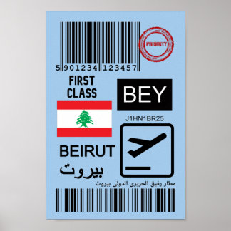 Poster Bilhete de viagem do Líbano Beirut