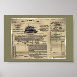 Poster Bilhete para RMS Titanic 1912