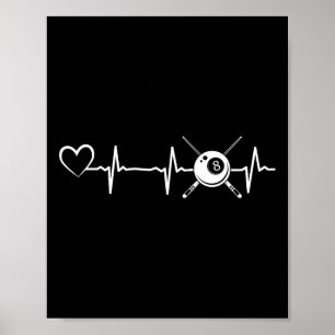 Poster Billiard 8-ball Piscina Billiard Heartbeat Heart -